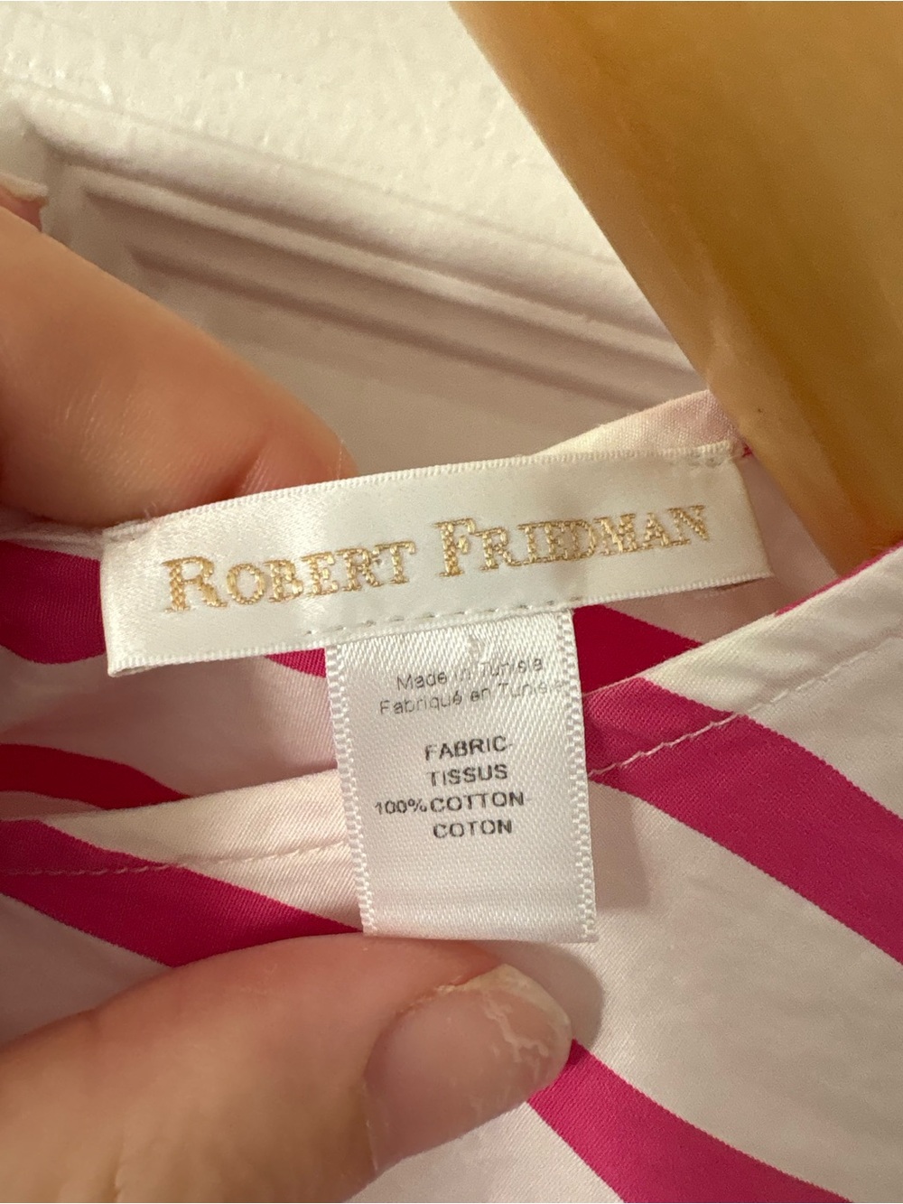 Robert Friedman Pink & White Striped Tiered Peplum Blouse Size M - Picture 3 of 6